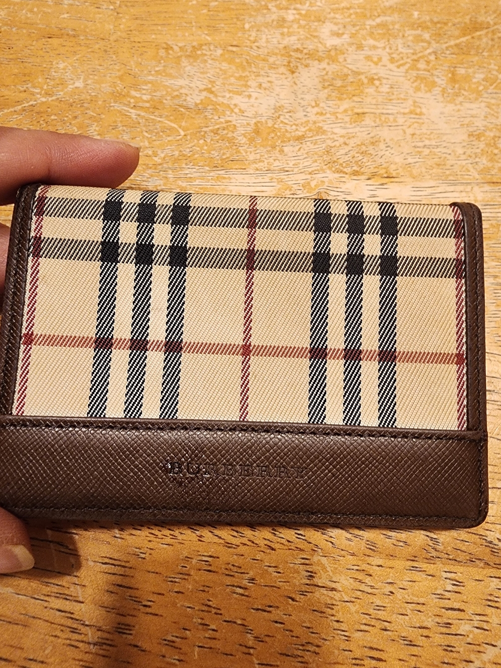Burberry Brown and Beige Check Card ID Holder